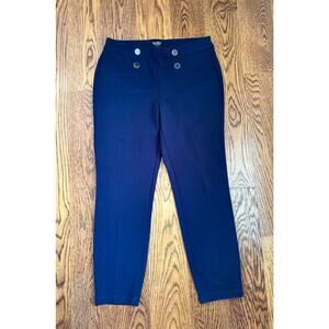 Soho Apparel Navy Blue Stretch Slim Pants Medium Pull-On Ankle Dressy
